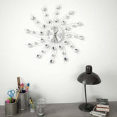 Ceas de perete cu cristale 50 cm mecanism quartz cifre arabe argintiu